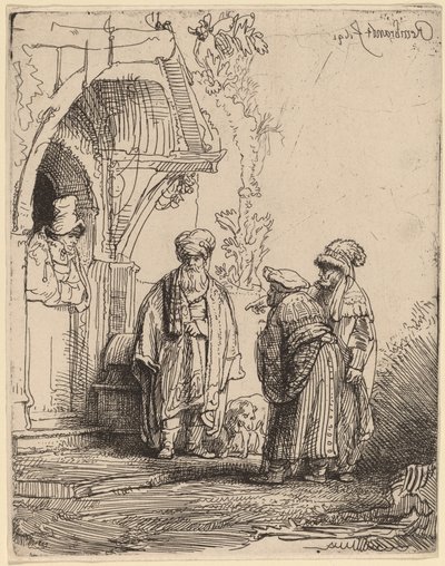 Tre orientalske skikkelser (Jacob og Laban?) av Rembrandt van Rijn