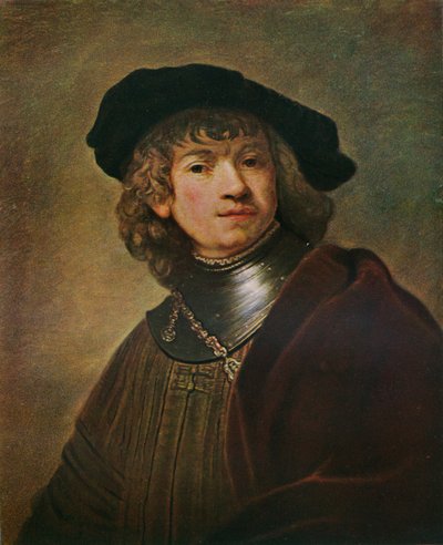 Tronie of a Young Man in a Gorget and Cap, c1639 av Rembrandt van Rijn