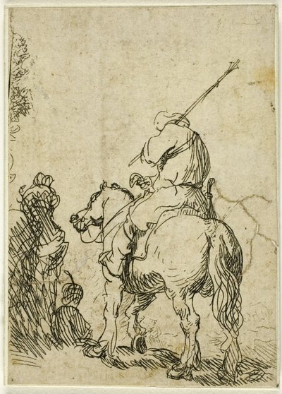 Turbansoldat til hest av Rembrandt van Rijn