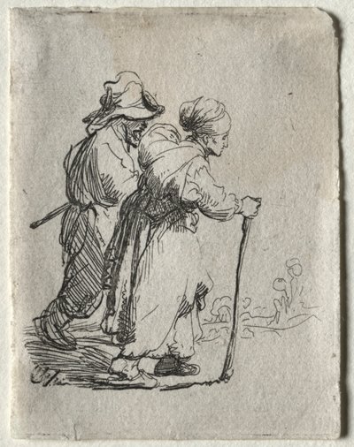 To tramper, en mann og en kvinne, ca. 1634. av Rembrandt van Rijn
