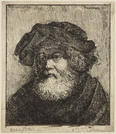 Gammel mann med lue av Rembrandt van Rijn
