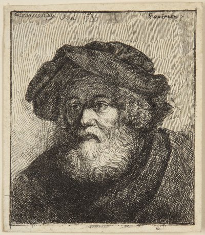 Gammel mann med lue av Rembrandt van Rijn