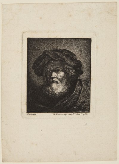 Gammel mann med lue av Rembrandt van Rijn