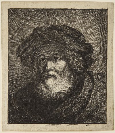 Gammel mann med lue av Rembrandt van Rijn