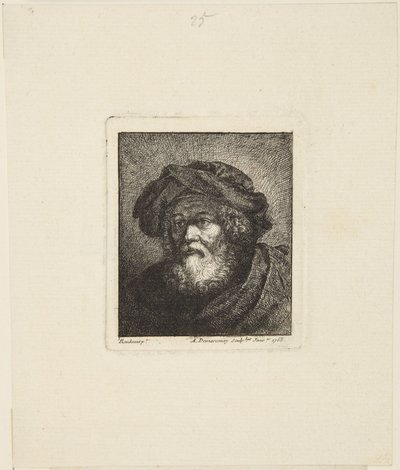 Gammel mann med lue av Rembrandt van Rijn