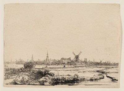 Utsikt over Amsterdam fra Kadijk av Rembrandt van Rijn