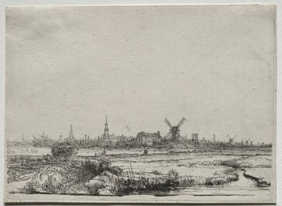 Utsikt over Amsterdam fra nordvest, ca. 1640. av Rembrandt van Rijn