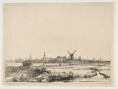 Utsikt over Amsterdam fra nordvest, ca. 1640. av Rembrandt van Rijn
