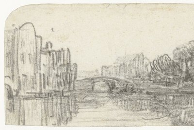Utsikt over Nieuwezijds Voorburgwal av Rembrandt van Rijn