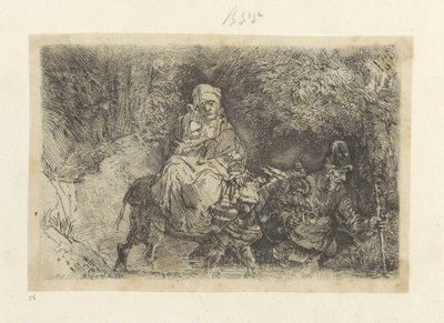 Fly til Egypt: Krysser en bekk Recueil de quatre-vingt-cinq estampes originales (serietittel) av Rembrandt van Rijn