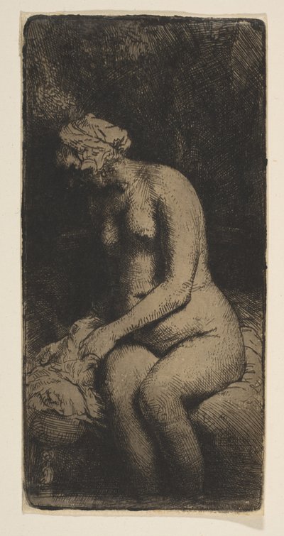 Kvinne som bader føttene ved en bekk, 1658. av Rembrandt van Rijn