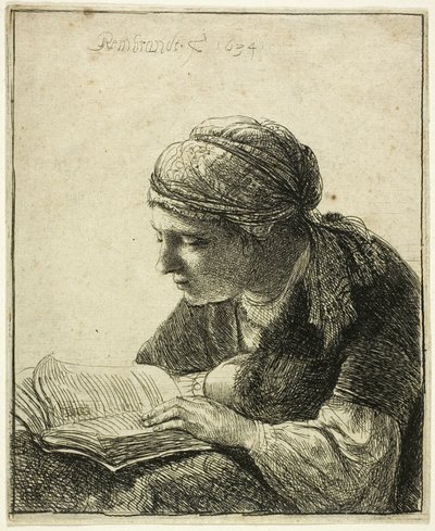 Kvinne som leser av Rembrandt van Rijn