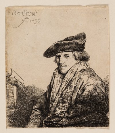 Ung mann i fløyelshette (Petrus Sylvius?) av Rembrandt van Rijn