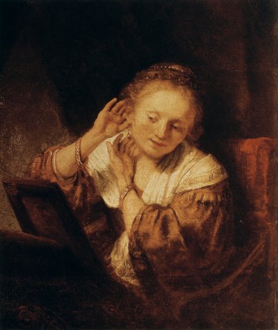 Ung kvinne med øredobber, 1657 av Rembrandt van Rijn