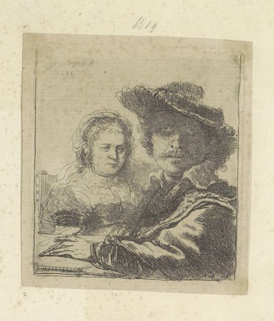 Zelfportret setter Saskia Samling av åttifem originaltrykk (serietittel) av Rembrandt van Rijn