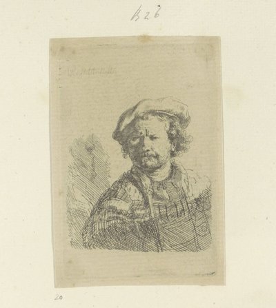 Selvportrett med beret og dekorert kappe Recueil de quatre-vingt-cinq estampes originales (serietittel) av Rembrandt van Rijn