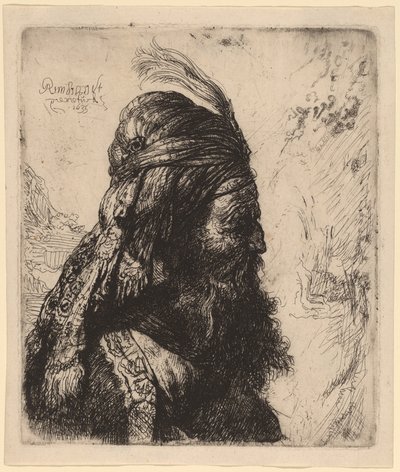 Det tredje orientalske hodet av Rembrandt van Rijn and Studio of Rembrandt