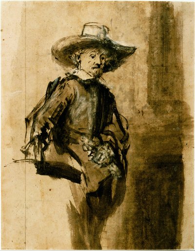 Studere for en av syndikerne, Volkert Jansz. av Rembrandt van Rijn