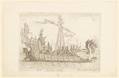 Hercole barca del Sig. Nicolo Cimenes, fra Vessels of the Argonauts for bryllupsfeiringen til Cosimo de' Medici i 1608, plate 19 av Remigio Cantagallina