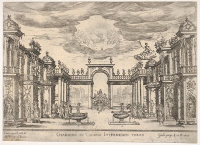 Sjette mellomspill: Garden of Calypso Mellom sjette: Garden of Calypso, fra serien ..., 1608. av Remigio Cantagallina