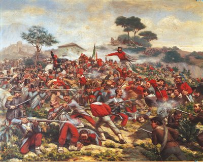Giuseppe Garibaldi i slaget ved Calatafimi av Remigio Legat