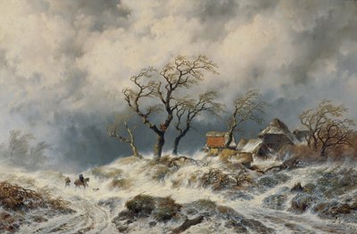 Nederlandsk vinterlandskap (snødriv) av Remigius Adrianus van Haanen