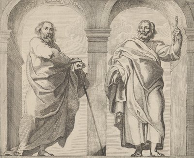De hellige Peter og Paulus i en vestibyle, ca. 1630-80., ca. 1630-80. av Remoldus Eynhoudts