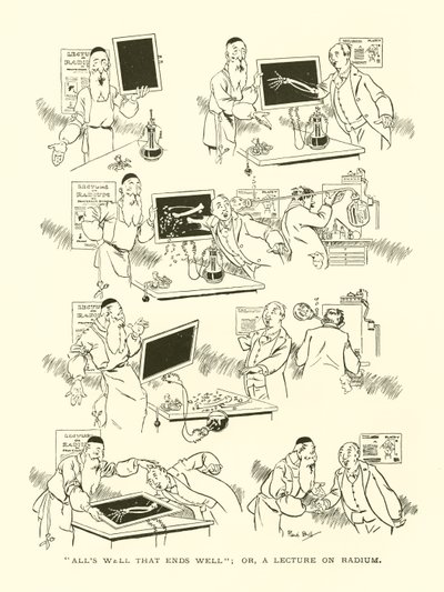 Alt er bra som ender godt; eller en forelesning om radium (gravering) av René Bull