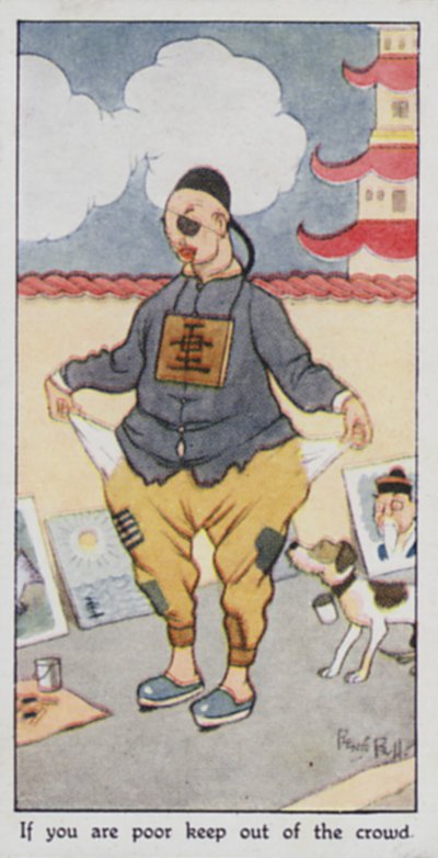 Østlig ordtak: Hvis du er fattig, hold deg unna mengden (farge litho) av René Bull