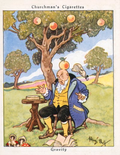 Tyngdekraft (fargelitografi) av René Bull