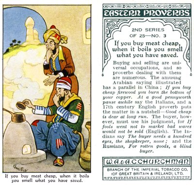 Hvis du kjøper kjøtt billig, når det koker, lukter du det du har spart, 1932 av René Bull