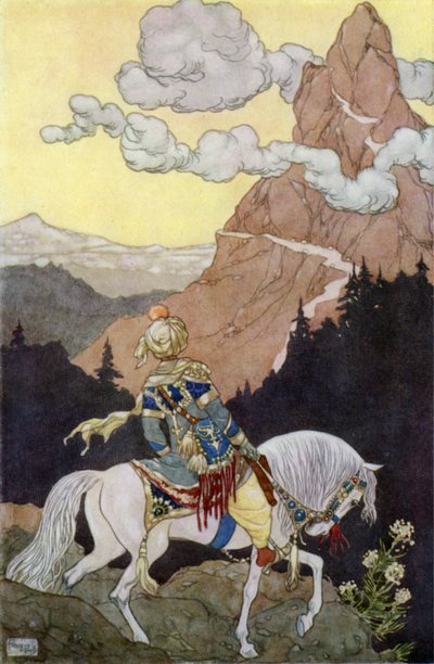 The Mountain of Terror and Danger (farge litho) av René Bull