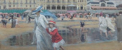 Cabourg-stranden, ca. 1910. av René François Xavier Prinet
