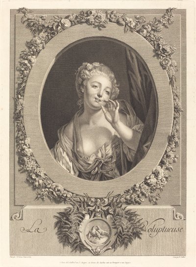 Det vellystige av René Gaillard after Jean Baptiste Greuze