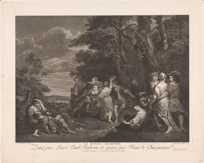 Landskap med dansende figurer La danse flamande (tittel på objekt) av René Jacques Le Charpentier