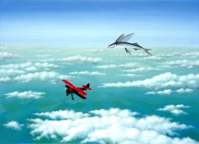 Flying Fish, 2001, Olje på lerret av Rene Boin