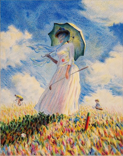 MONET-Golf, 2019, Fargeblyanttegning på papir av Rene Boin