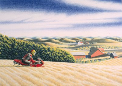 Offroad, 2001, Fargeblyanttegning på papir av Rene Boin