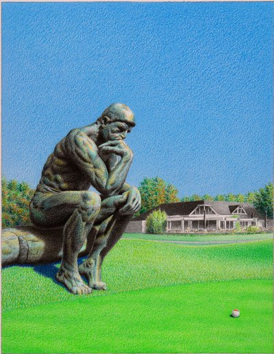 RODIN-Golf, 2022, Fargeblyanttegning på papir av Rene Boin