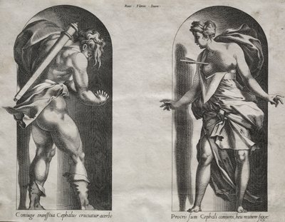 Cephalus og Procris i to nisjer, 1538-1540. av Rene Boyvin