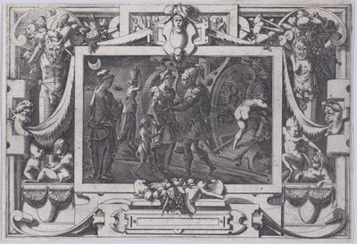 Medea legger ut med Jason Sudden Night med Jason Medea og forlater Colchis i det østlige Argo..., 1563. av Rene Boyvin