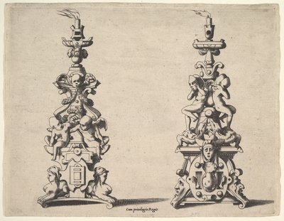 To lysestakedesign, ca. 1550-60. av Rene Boyvin