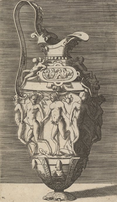 Vase med dansende kvinner og satyrer, sent på 1600-tallet. av Rene Boyvin