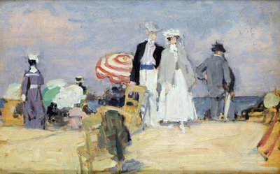 The Beach at High Tide (olje på lerret) av René François Xavier Prinet