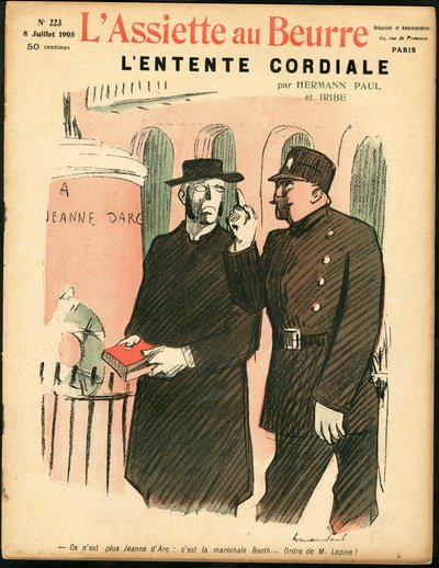 Omslag av "" L'Plate au beurre"", nummer 223, satirisk i farger av Rene George Hermann Paul