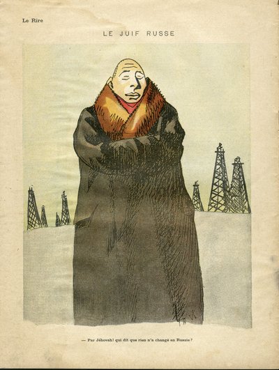 Illustrasjon av Hermann-Paul (1864-1940) i Le Lire, ca. 1935 - Den russiske jøden - antisemittisme, petroleum - jøde av Rene George Hermann Paul