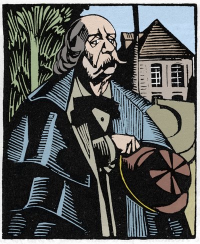 Portrait of Gustave Flaubert (1821-1880). Wood engraving by Hermann-Paul (Hermann Paul) (1874-1940) for Louis Bertrand