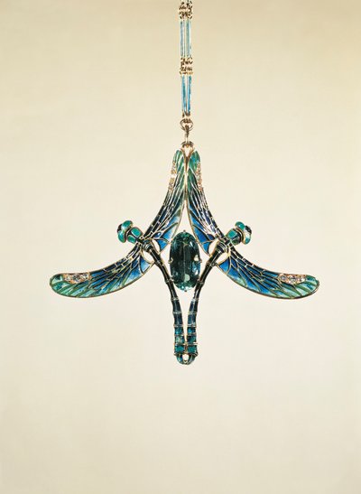 Dragonfly anheng (gull og emalje) av Rene Jules Lalique