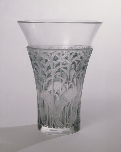Ibis vase, 1934 (frostet og blått glass) av Rene Jules Lalique