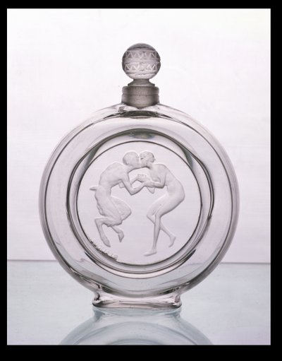 Le Baiser du Faune, klar glass duftflaske for Molinard av Lalique av Rene Jules Lalique